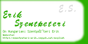 erik szentpeteri business card